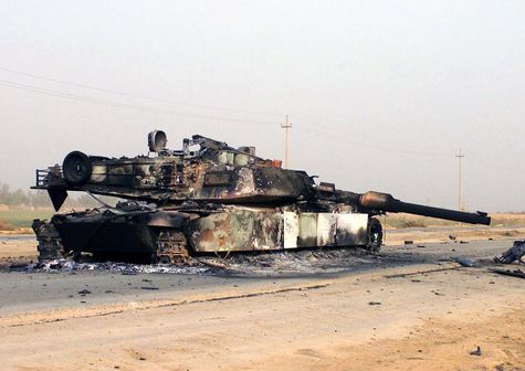 Сгоревший танк M1 Abrams